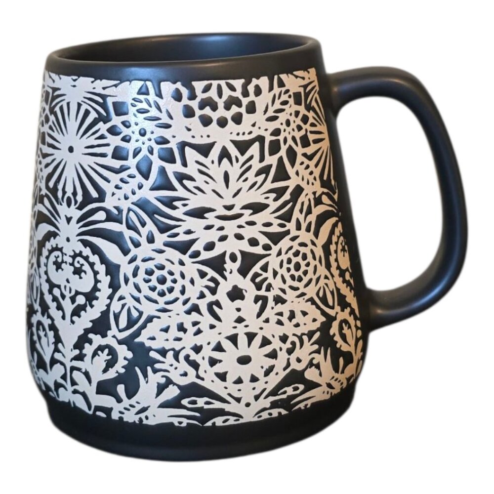 NWOT - OPALHOUSE Stoneware Large Stencil Design Coffee Tea Mug 20oz NWOT